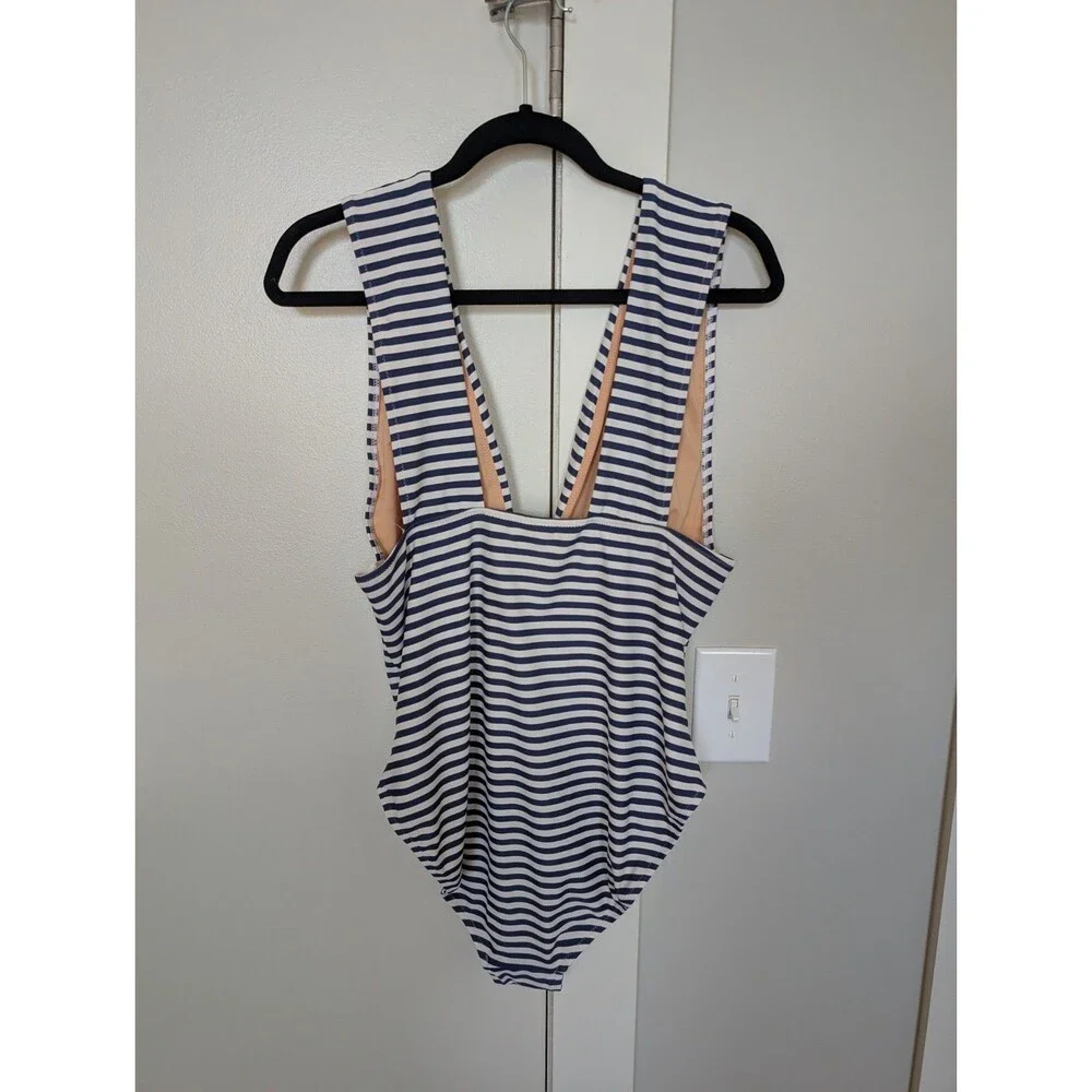 J. Crew Factory Striped Navy White One Piece Swimsuit XL